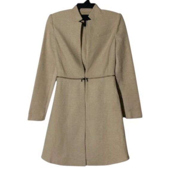 BCBGMaxAzria beige Arelia zip waist canvas coat size M - Picture 3 of 7